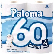 Papel Higiênico Paloma 60 metros com 4 Rolos