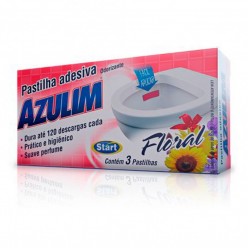 Pastilha Adesiva Sanitária Azulim Floral com 3 unidades